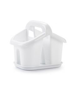 Plastic Forte, Cutlery Drainer With Handle & Tray - White