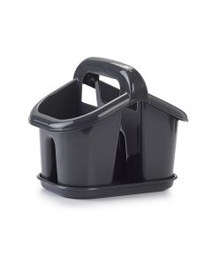 Plastic Forte, Cutlery Drainer With Handle & Tray - Dark Grey