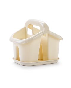 Plastic Forte, Cutlery Drainer With Handle & Tray - Beige