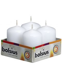 Bolsius, Bolsius Pillar Candles 60/40 Tray 4 Pcs White