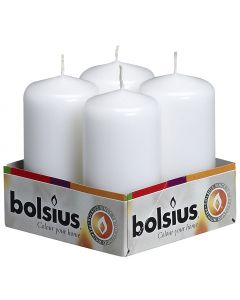 Bolsius, Bolsius Pillar Candles 100/50 Tray 4 Pcs White