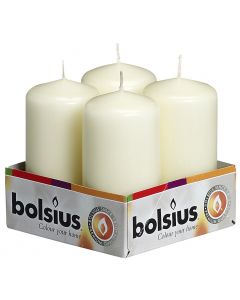 Bolsius, Bolsius Pillar Candles 100/50 Tray 4 Pcs Ivory