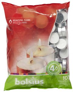Bolsius, Bolsius Tealight Bag 100 Pcs 4 Hrs White