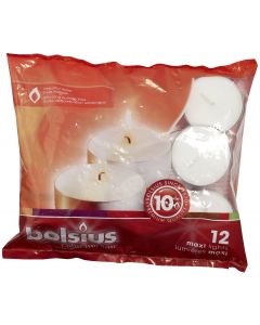 Bolsius, Bolsius Maxi Tealight Bag 12 Pcs 10 Hrs White