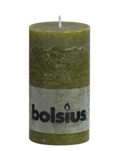 Bolsius, Bolsius Rustic Pillar Candle 130/68 Olive Green
